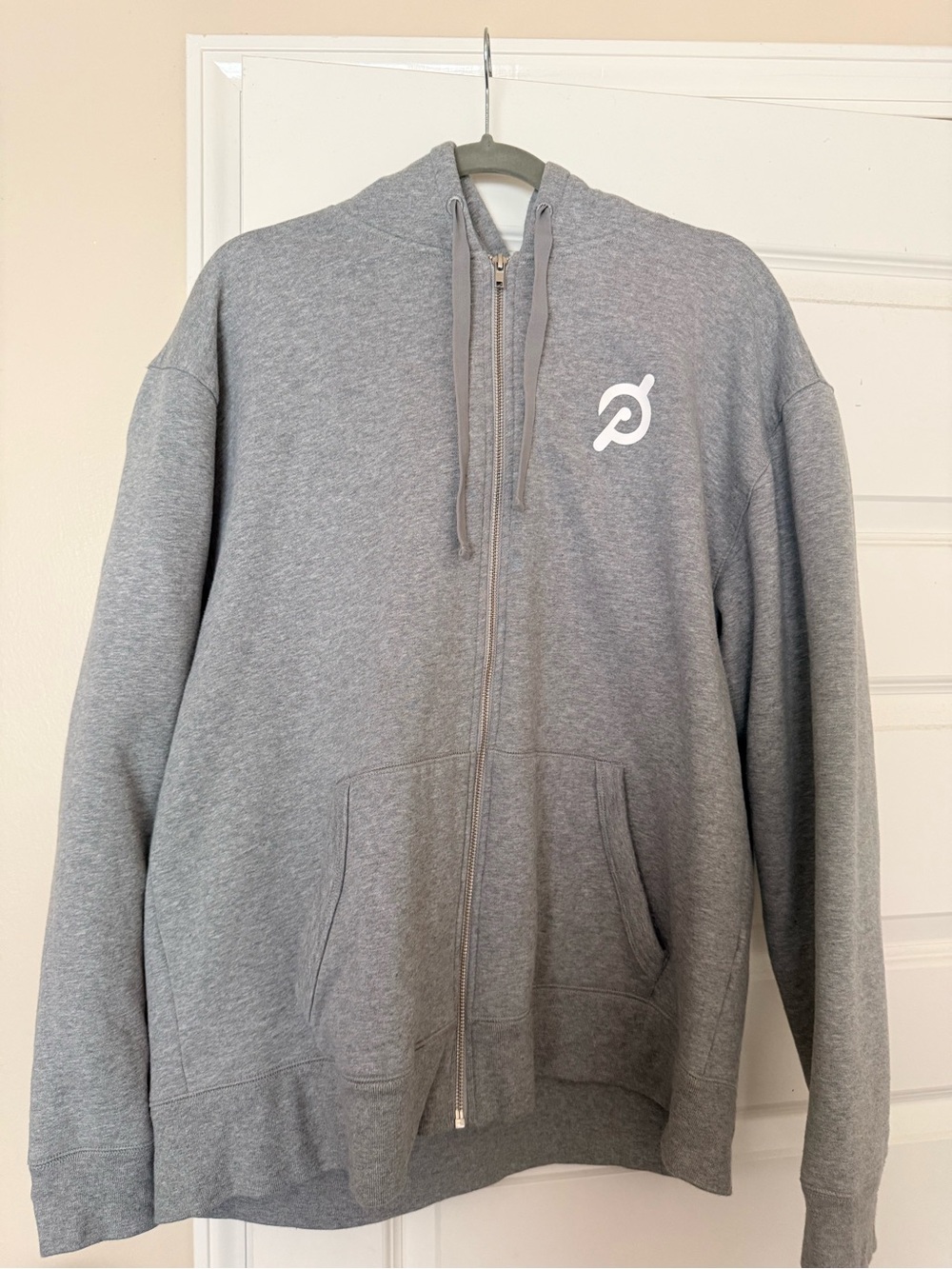 Peloton Light Gray Full-Zip Hoodie with Logo